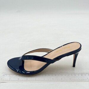 Milooey Blue Flip Flop Sandals Slip on High Heel Mules Round Toe Slides Slippers